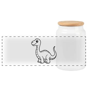 Dinosaurier - Panorama Keksdose mit Holzdeckel - Weiß - Vorne