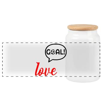 But de football d’amour - Boîte à biscuits avec couvercle en bois - blanc - Devant