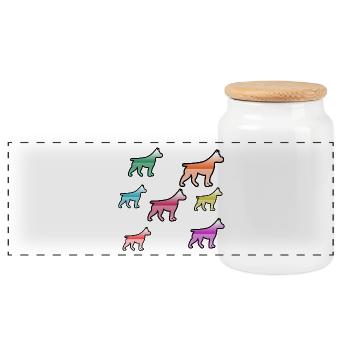 canine - Boîte à biscuits avec couvercle en bois - blanc - Devant