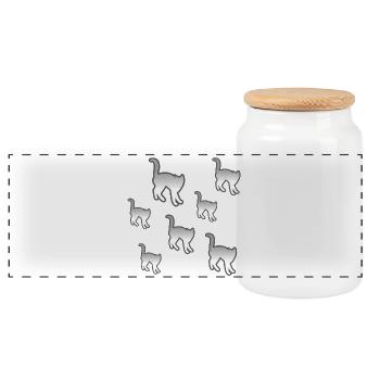 feline - Panoramic Cookie Jar with Wooden Lid - white - Front