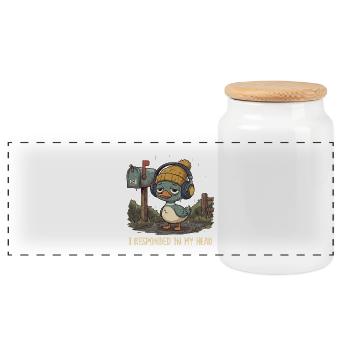 Funny Introvert Duck Meme T-Shirt - Panoramic Cookie Jar with Wooden Lid - white - Front