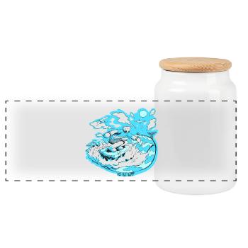 Polar Bear Surfer - Panoramic Cookie Jar with Wooden Lid - white - Front