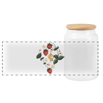 Erdbeere mit süßer Maus Garten Blumen Früchtchen - Panorama Keksdose mit Holzdeckel - Weiß - Vorne