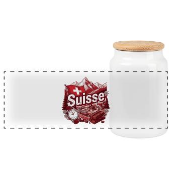 Schweiz, Schweiz Schweiz - Panorama Keksdose mit Holzdeckel - Weiß - Vorne