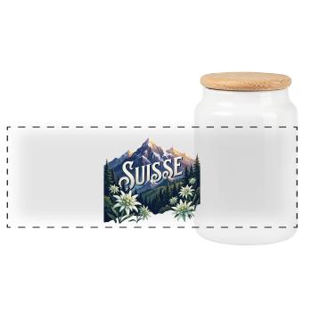 Suisse Suisse Suisse  Cadeau Nature - Boîte à biscuits avec couvercle en bois - blanc - Devant