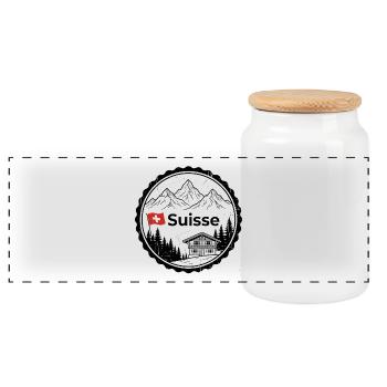 Suisse Suisse Suisse Souvenir - Boîte à biscuits avec couvercle en bois - blanc - Devant