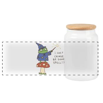 Je lance Sort de Disparaître Magicien Grenouille Drôle - Boîte à biscuits avec couvercle en bois - blanc - Devant