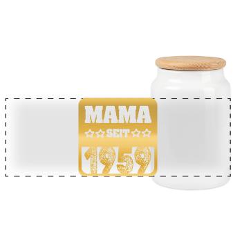 Mother's Day 1959 - Panoramic Cookie Jar with Wooden Lid - white - Front