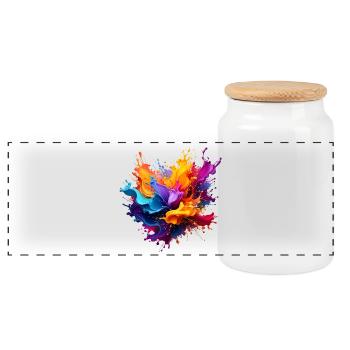 Explosion de peinture - Boîte à biscuits avec couvercle en bois - blanc - Devant