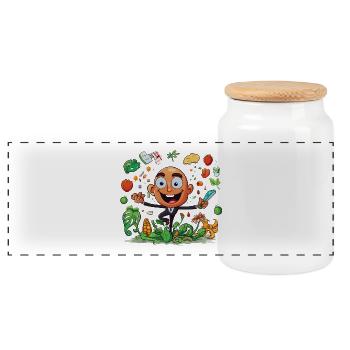 Kitchen Hero Vegetable Magic - Panoramic Cookie Jar with Wooden Lid - white - Front