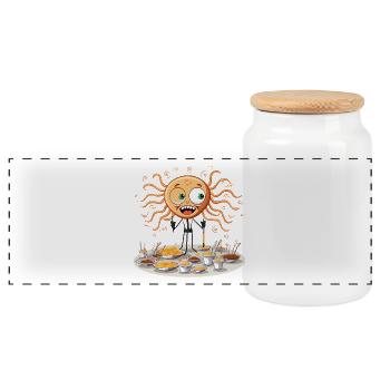 Sonnenchef mit Ramen-Schalen - Panorama Keksdose mit Holzdeckel - Weiß - Vorne