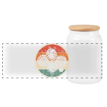 Boccia and Petanque Vintage Graphic Boccia Balls - Panoramic Cookie Jar with Wooden Lid - white - Front