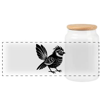 Fantail-Vogel - Panorama Keksdose mit Holzdeckel - Weiß - Vorne