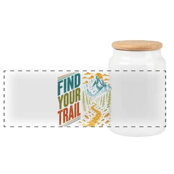 Mountains - Find Your Trail - Panoramic Cookie Jar with Wooden Lid - white - Front