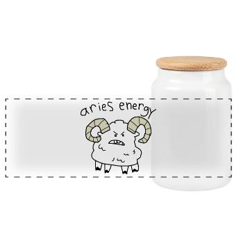 aries energy - Panoramic Cookie Jar with Wooden Lid - white - Front