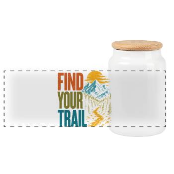 Mountains - Find Your Trail - Panoramic Cookie Jar with Wooden Lid - white - Front