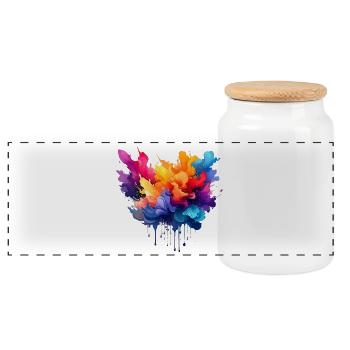 Color explosion color flow - Panoramic Cookie Jar with Wooden Lid - white - Front