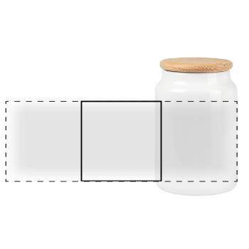 Square Empty - Panoramic Cookie Jar with Wooden Lid - white - Front