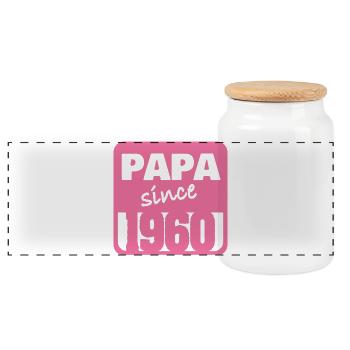 Papa depuis l’insigne rétro des années 1960 - Boîte à biscuits avec couvercle en bois - blanc - Devant