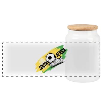 South Africa Football Shirt South Africa Socce - Panoramic Cookie Jar with Wooden Lid - white - Front