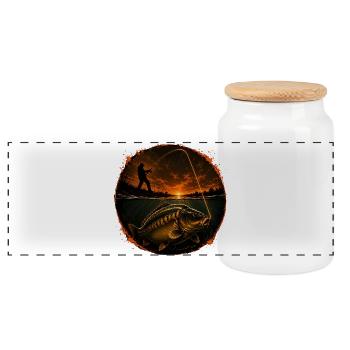 Oberflächenverbindung Karpfenfischerei-Design - Panorama Keksdose mit Holzdeckel - Weiß - Vorne