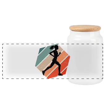Idée cadeau pour un coureur avec course à pied - Boîte à biscuits avec couvercle en bois - blanc - Devant