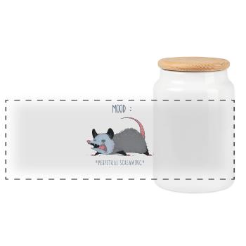 Building Character Apparently Possum Shirt - Panoramic Cookie Jar with Wooden Lid - white - Front