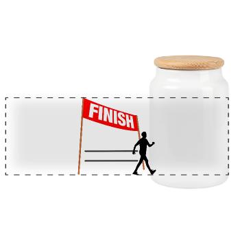Walking Finish Custom Men - Panoramic Cookie Jar with Wooden Lid - white - Front