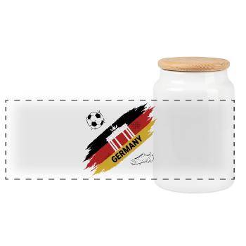 Germany Football Germany Soccer Fan Jersey - Panoramic Cookie Jar with Wooden Lid - white - Front