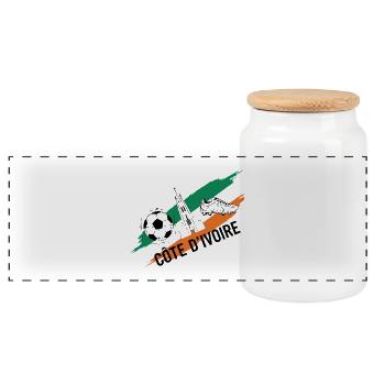 Côte d'Ivoire Football Maillot Ivory Coast Soccer - Boîte à biscuits avec couvercle en bois - blanc - Devant
