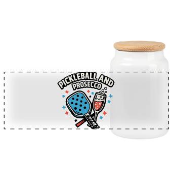 Pickleball Prosecco Fusion - Panoramic Cookie Jar with Wooden Lid - white - Front