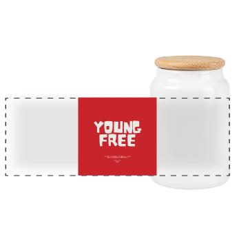 Jeune Libre — Fette Typografie - Panorama Keksdose mit Holzdeckel - Weiß - Vorne