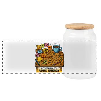 Énergie TDAH : Flux d’idées à la table basse - Boîte à biscuits avec couvercle en bois - blanc - Devant