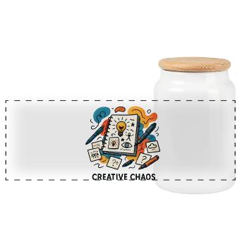 Creative Chaos Hardcover Journal - Panoramic Cookie Jar with Wooden Lid - white - Front