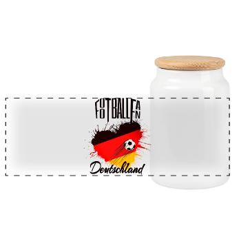 Fussball Fan Deutschland - Panorama Keksdose mit Holzdeckel - Weiß - Vorne