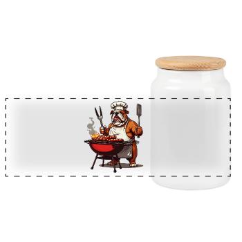 Bulldog Grillmeister - Panorama Keksdose mit Holzdeckel - Weiß - Vorne