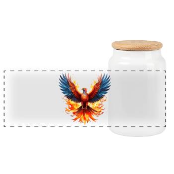 Ailes de couleur de vol du Phoenix Fire - Boîte à biscuits avec couvercle en bois - blanc - Devant