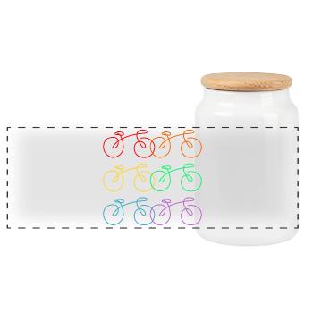 Roue de vélo à dessin linéaire - Boîte à biscuits avec couvercle en bois - blanc - Devant