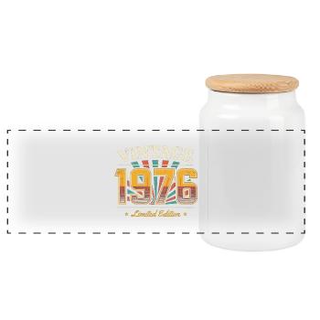 Vintage 1976 Édition Limitée - Boîte à biscuits avec couvercle en bois - blanc - Devant