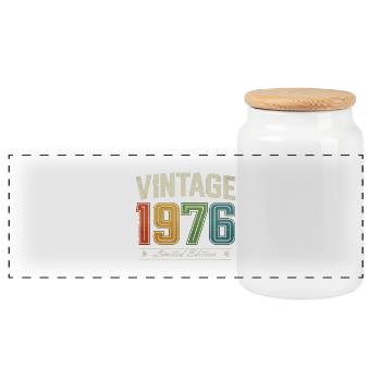 Vintage 1976 Édition Limitée - Boîte à biscuits avec couvercle en bois - blanc - Devant