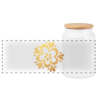 Yoga Gold Blume Flower Power Namaste Luxus Yogi - Panorama Keksdose mit Holzdeckel - Weiß - Vorne