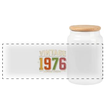 Vintage 1976 Édition Limitée - Boîte à biscuits avec couvercle en bois - blanc - Devant