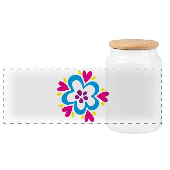 Fleur en fleurs, yoga colorée, décoration florale - Boîte à biscuits avec couvercle en bois - blanc - Devant
