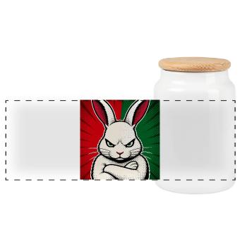 Hase mit Null-Bock auf Weihnachten - Panorama Keksdose mit Holzdeckel - Weiß - Vorne