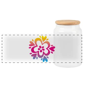 Blume Farbverlauf Flower Mandala Ornament Deko - Panorama Keksdose mit Holzdeckel - Weiß - Vorne