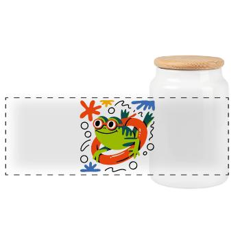 Fun de grenouilles d’été - Boîte à biscuits avec couvercle en bois - blanc - Devant