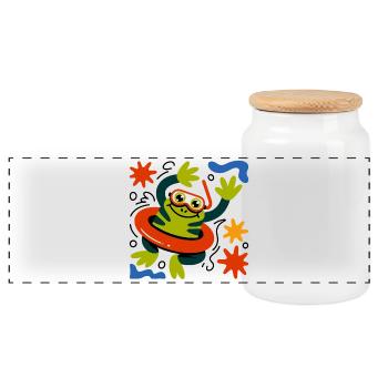 Fun de grenouilles d’été - Boîte à biscuits avec couvercle en bois - blanc - Devant