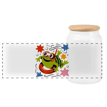Grenouille Plongeante Cool - Boîte à biscuits avec couvercle en bois - blanc - Devant