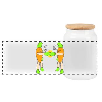 Coup de poing de carotte - Boîte à biscuits avec couvercle en bois - blanc - Devant