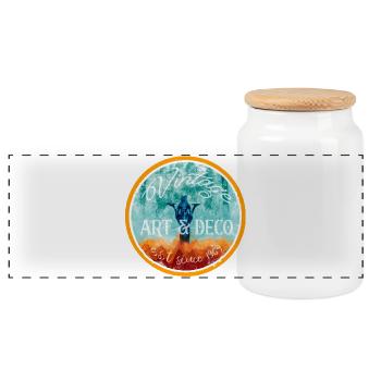 Art déco vintage - Boîte à biscuits avec couvercle en bois - blanc - Devant